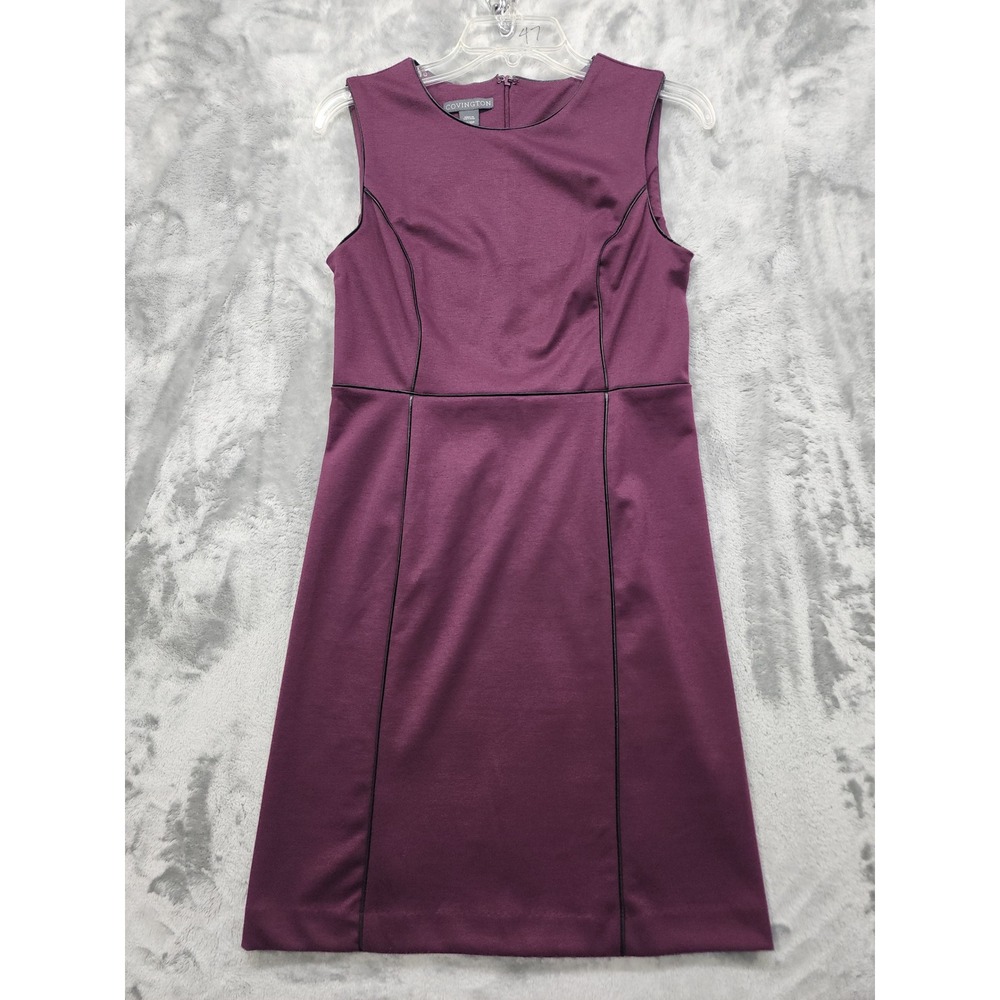 Covington Dress Womens SP PETITE Purple Black Ponte Sleeveless Sheath Stretch